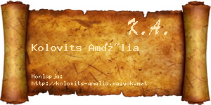 Kolovits Amália névjegykártya